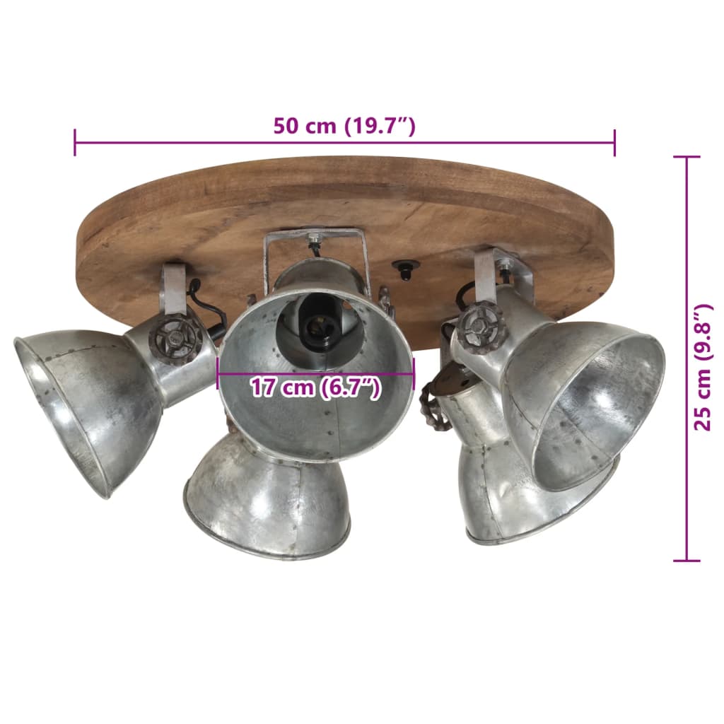 Lampada da Soffitto 25 W Argento Vintage 50x50x25 cm E27 | homemem39