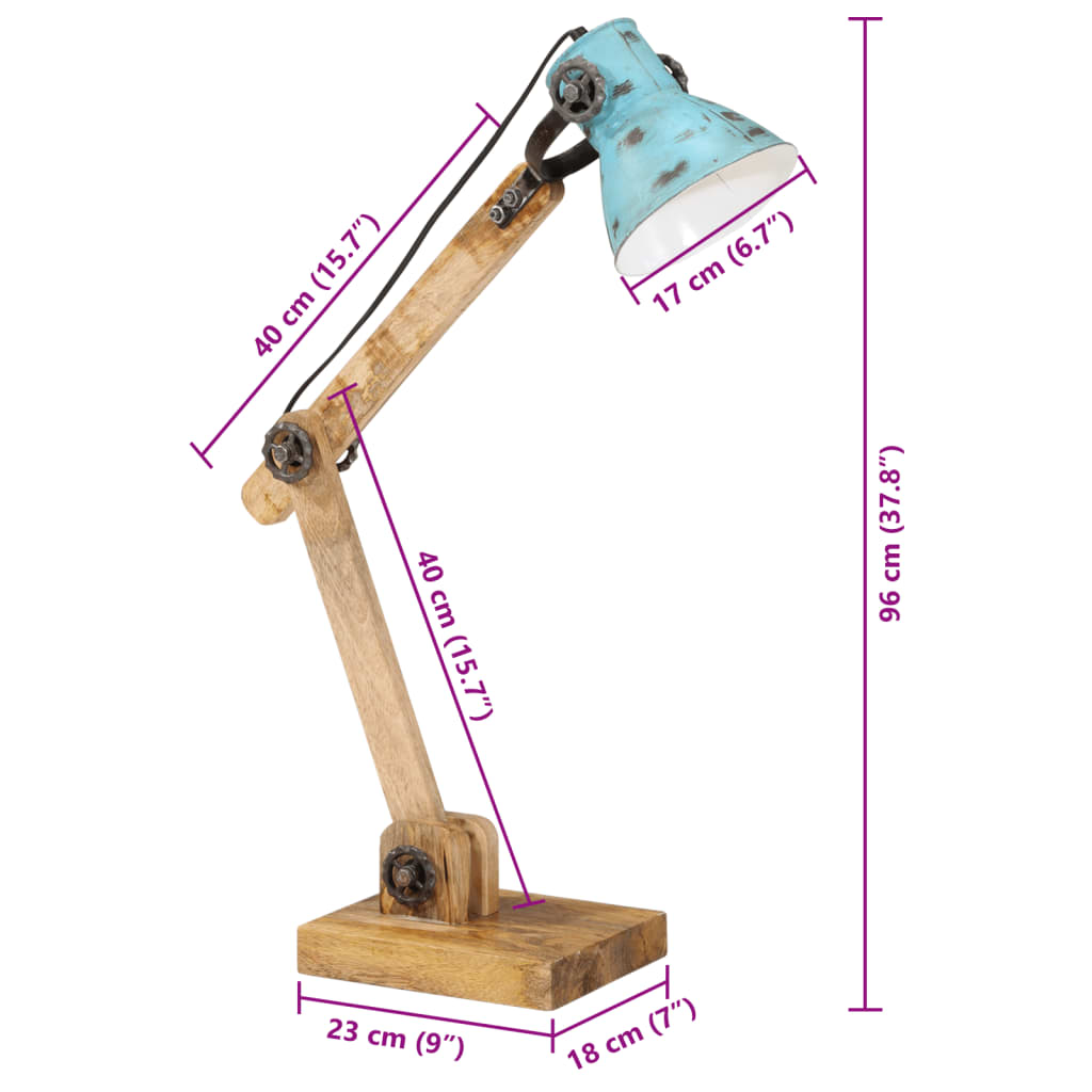 Lampada da Scrivania 25 W Blu Anticato 23x18x96 cm E27 | homemem39