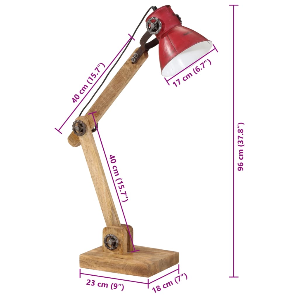 Lampada da Scrivania 25 W Rosso Anticato 23x18x96 cm E27 | homemem39