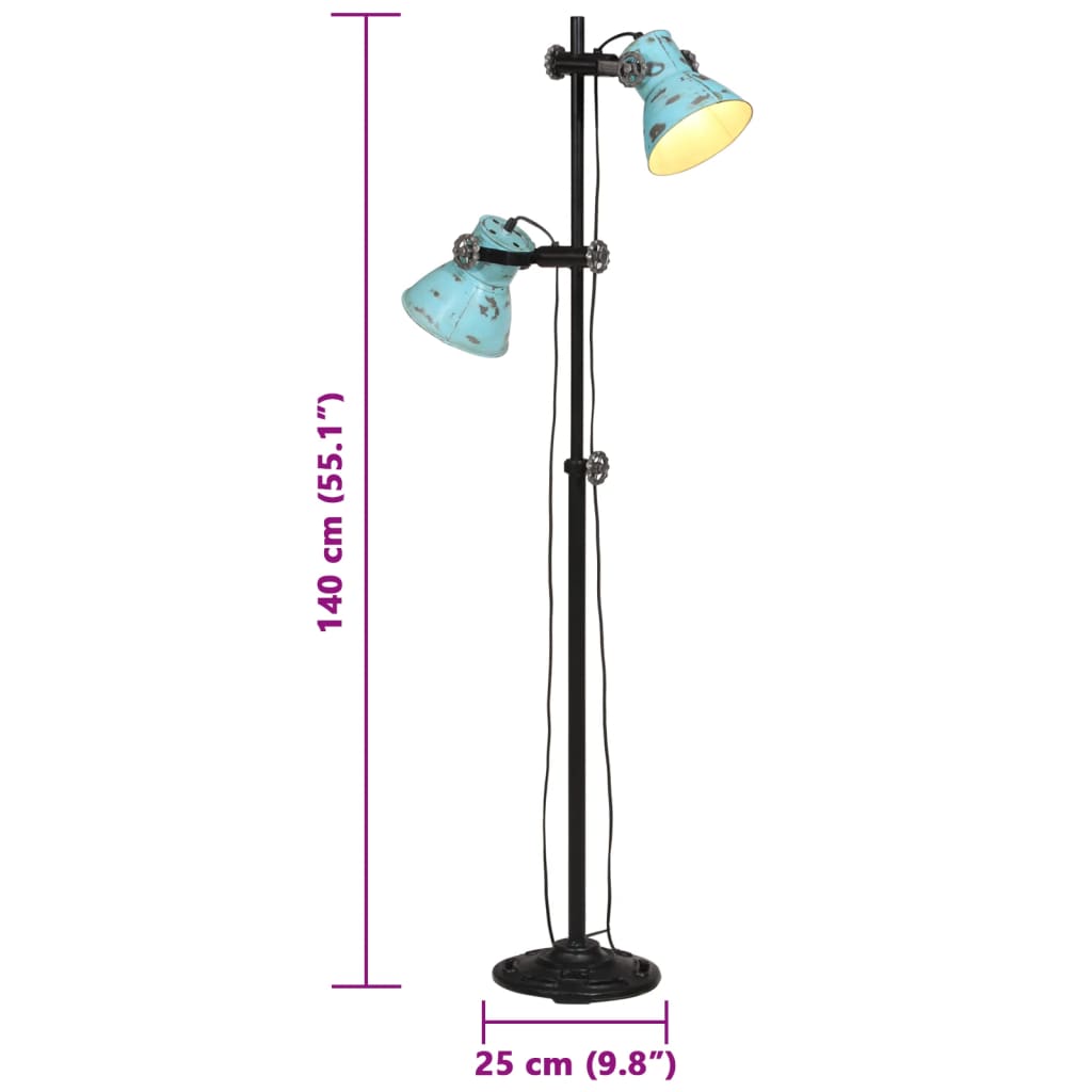 Lampada da Terra 25 W Blu Anticato 25x25x90/140 cm E27 - homemem39