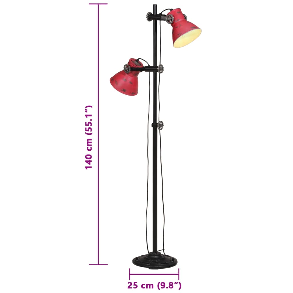Lampada da Terra 25 W Rosso Anticato 25x25x90/140 cm E27 | homemem39