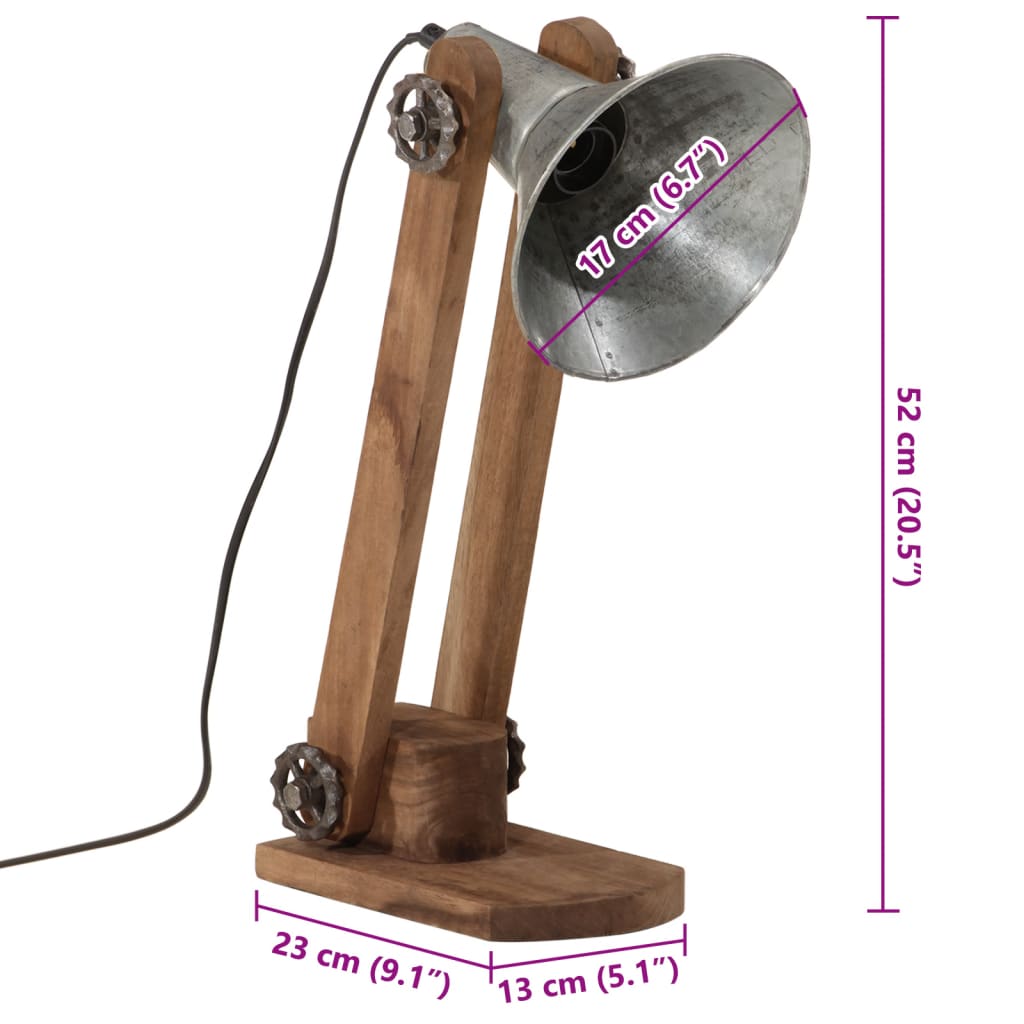 Lampada da Scrivania 25 W Argento Vintage 23x13x52 cm E27 | homemem39