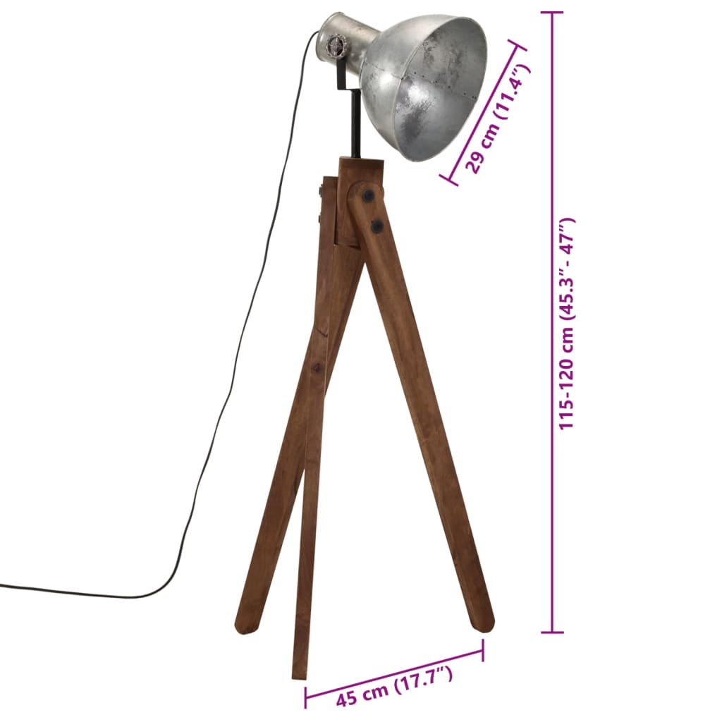 Lampada da Terra 25 W Argento Vintage 45x45x120 cm E27 | homemem39