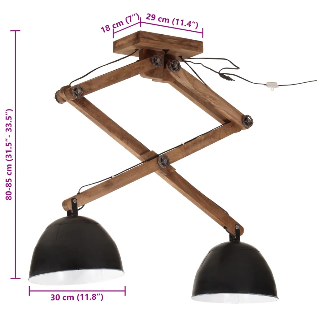 Lampada da Soffitto 25 W Nera 29x18x85 cm E27 - homemem39