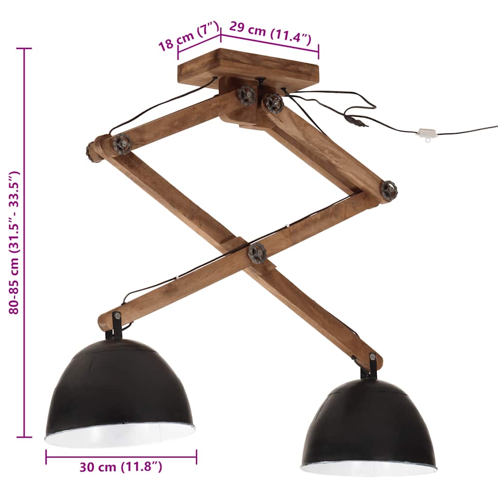 Lampada da Soffitto 25 W Nera 29x18x85 cm E27 | homemem39
