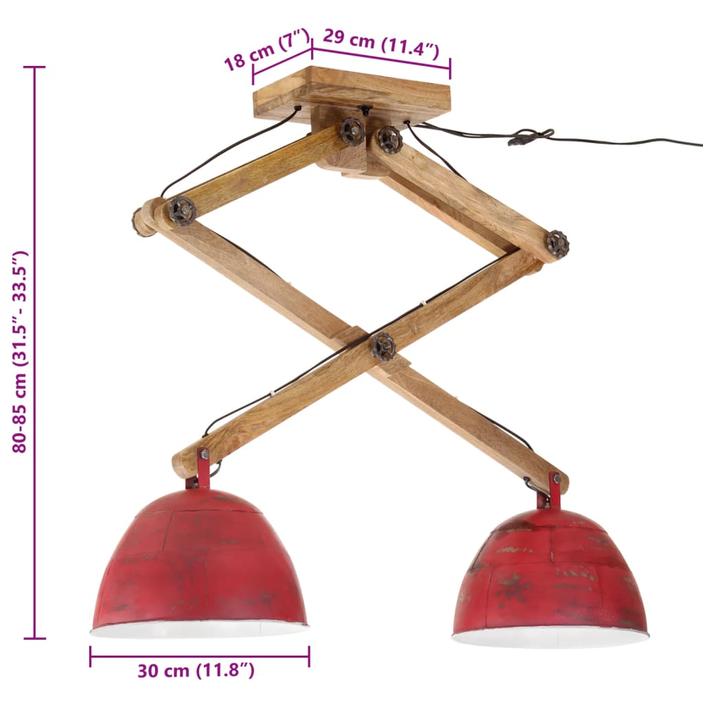 Lampada da Soffitto 25 W Rosso Anticato 29x18x85 cm E27 | homemem39