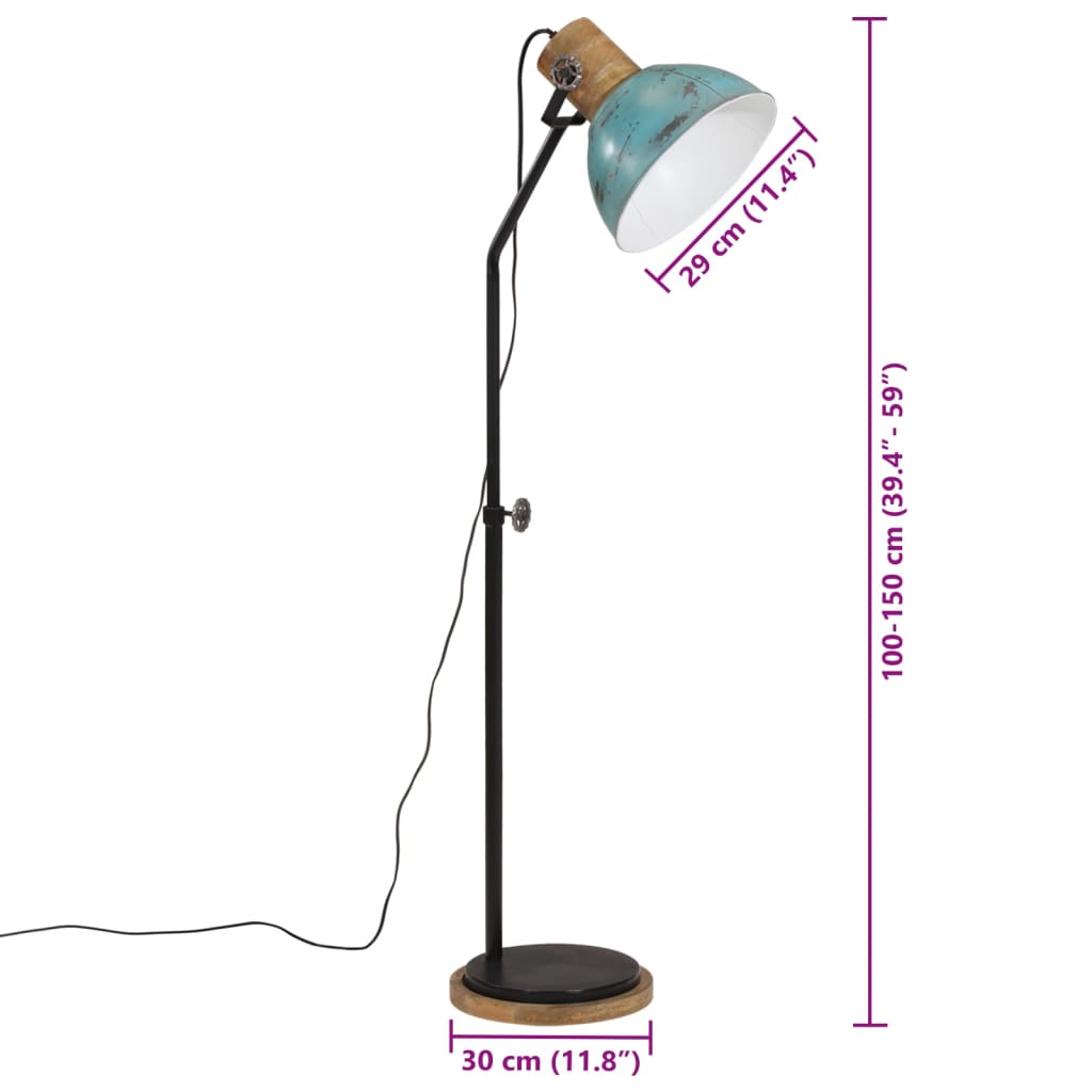 Lampada da Terra 25 W Blu Anticato 30x30x100-150 cm E27 | homemem39