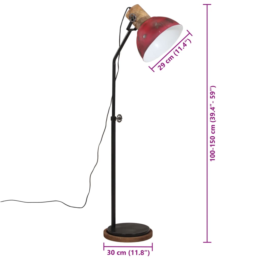 Lampada da Terra 25 W Rosso Anticato 30x30x100-150 cm E27 | homemem39
