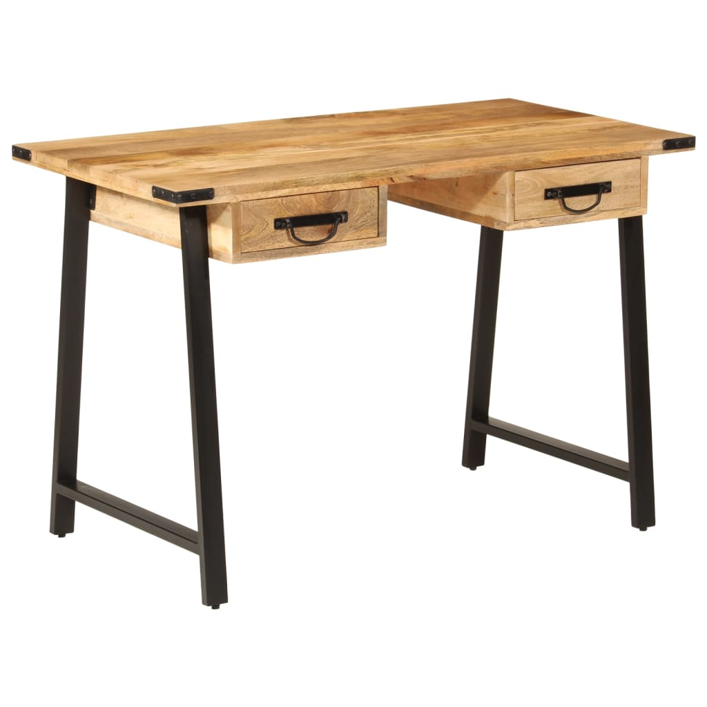Scrivania con Cassetti 105x55x70 cm Legno Massello Mango Ferro | homemem39