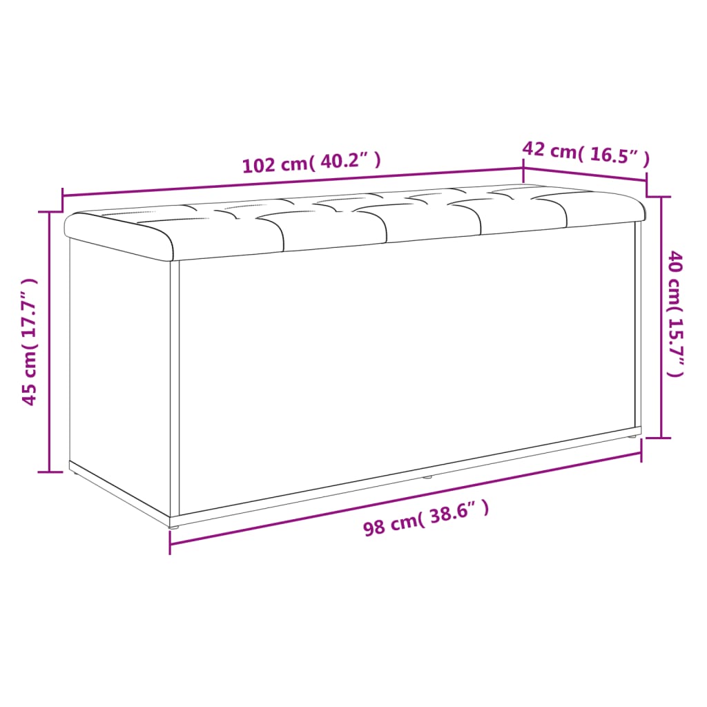 Panca Portaoggetti Grigio Cemento 102x42x45cm Legno Multistrato | homemem39