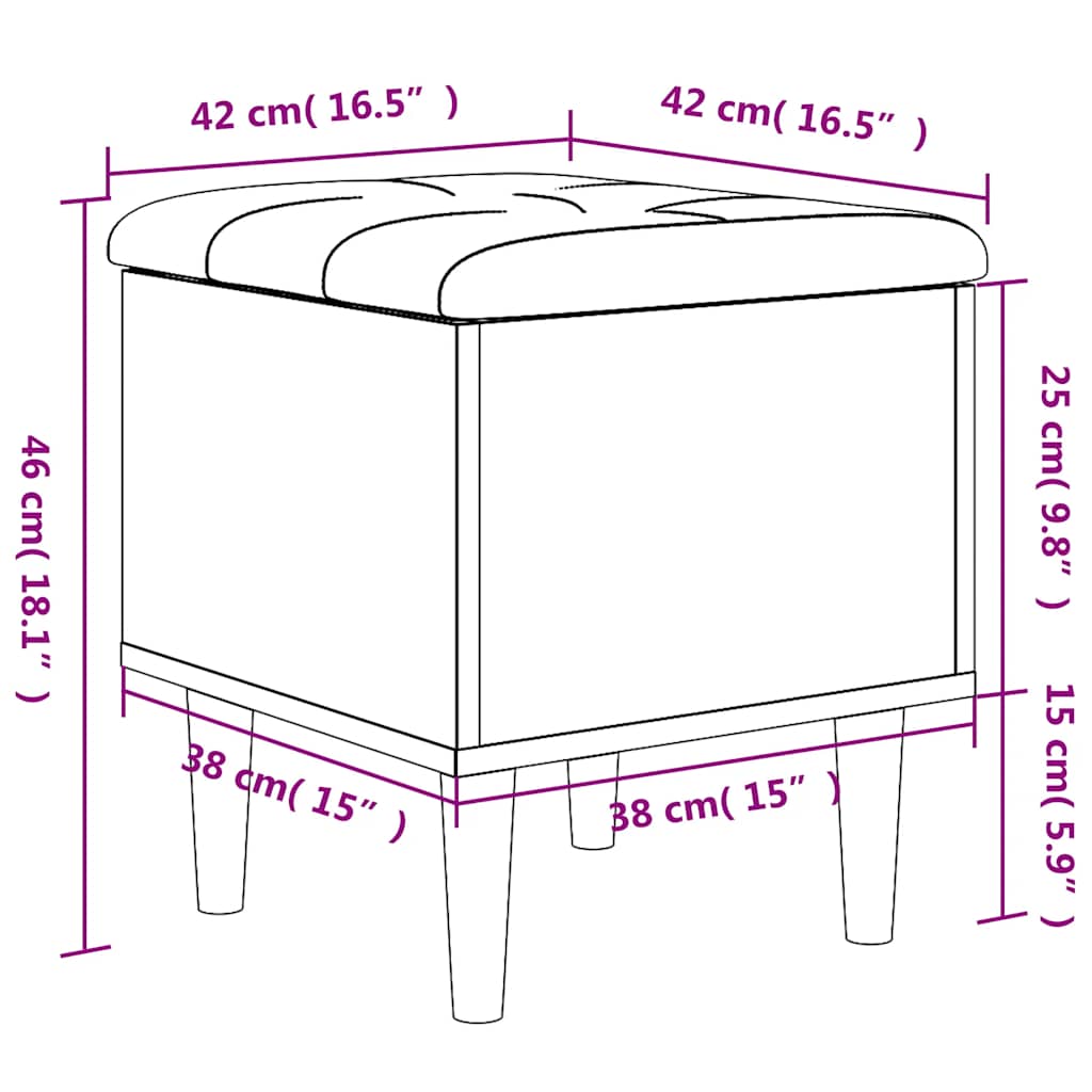 Panca Portaoggetti Grigio Cemento 42x42x46 cm Legno Multistrato | homemem39