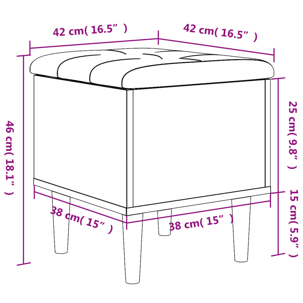 Panca Portaoggetti Rovere Fumo 42x42x46 cm Legno Multistrato | homemem39