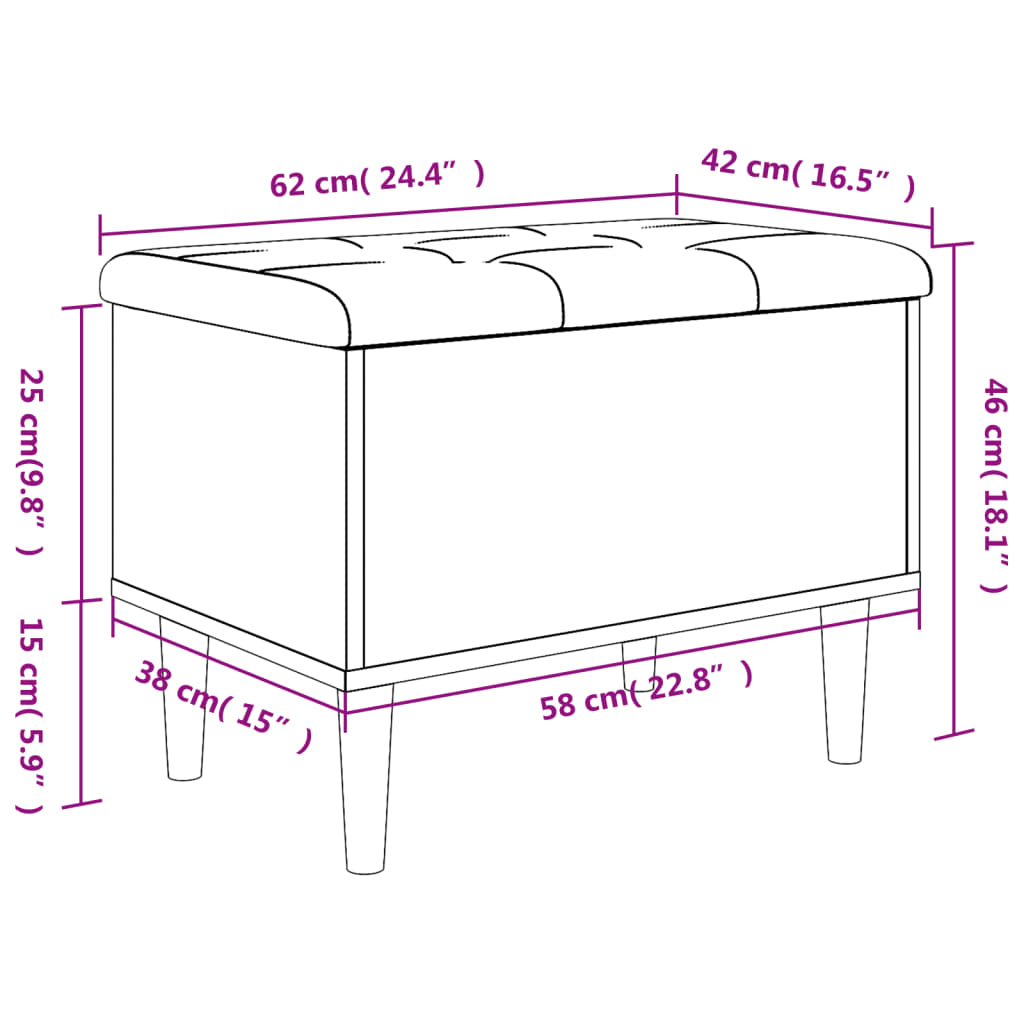 Panca Portaoggetti Rovere Marrone 62x42x46 cm Legno Multistrato | homemem39