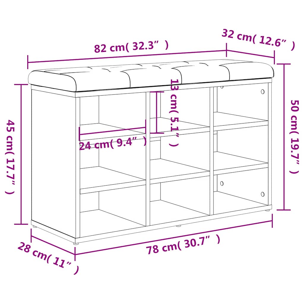 Panca Porta Scarpe Nera 82x32x50 cm in Legno Multistrato | homemem39