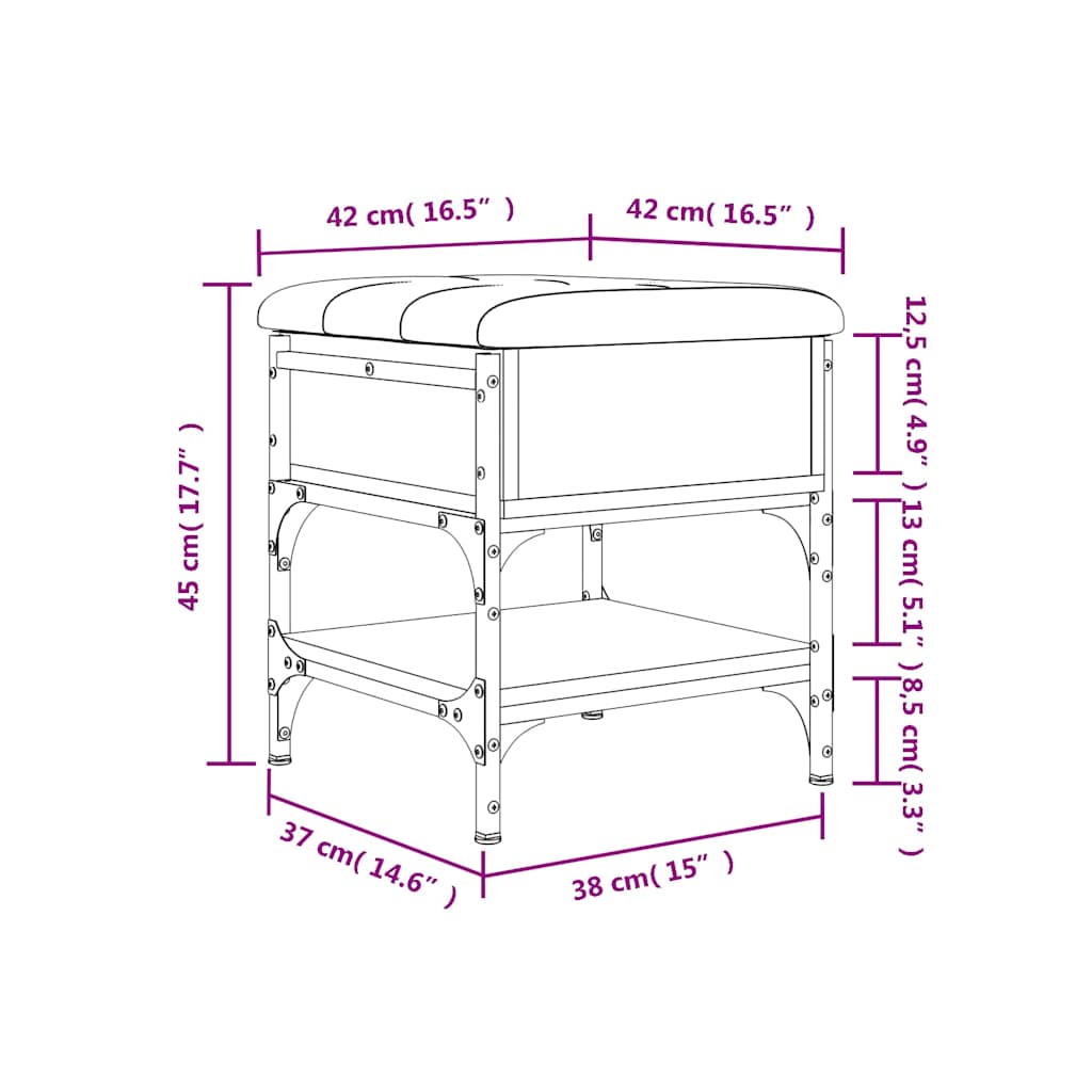 Panca Porta Scarpe Nera 42x42x45 cm in Legno Multistrato | homemem39