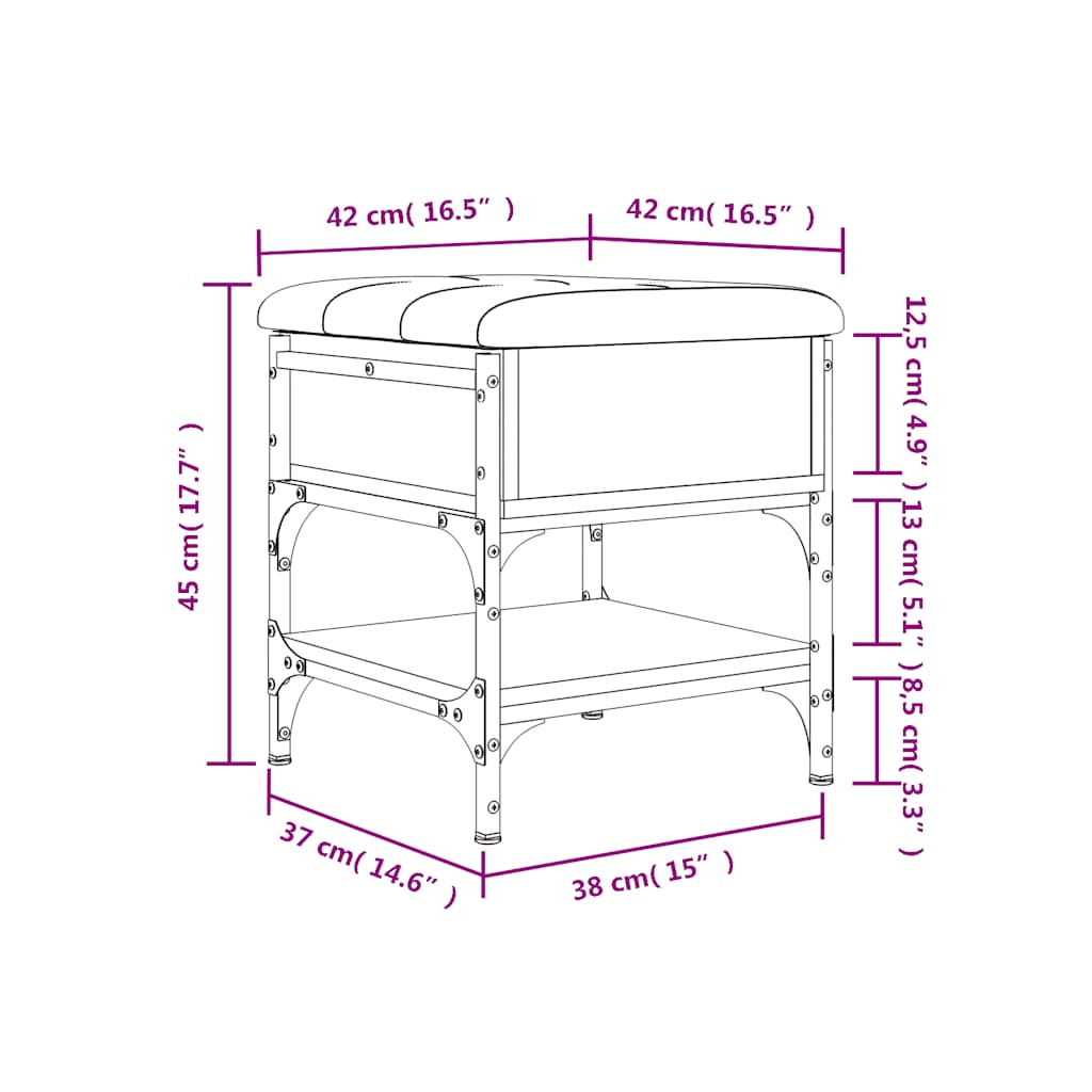 Panca Porta Scarpe Rovere Marrone 42x42x45 cm Legno Multistrato | homemem39