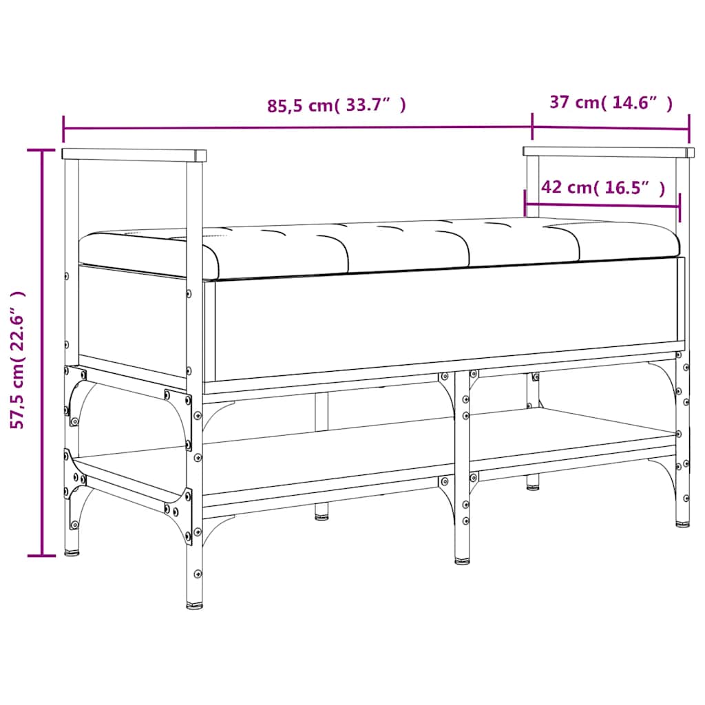 Panca Portaoggetti Nera 85,5x42x57,5 cm in Legno Multistrato | homemem39