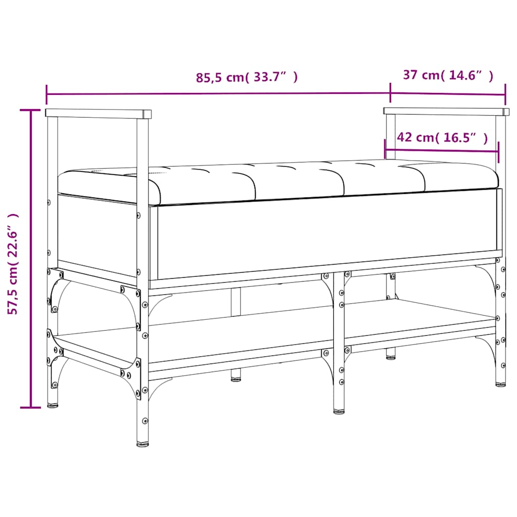 Panca Porta Scarpe Grigio Sonoma 85,5x42x57,5 cm | homemem39