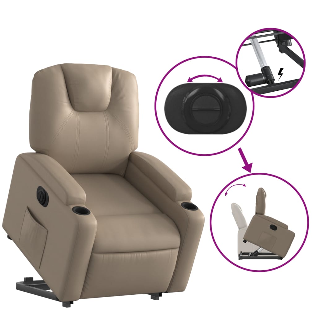 Poltrona Alzapersona Reclinante Elettrica Cappuccino Similpelle | homemem39