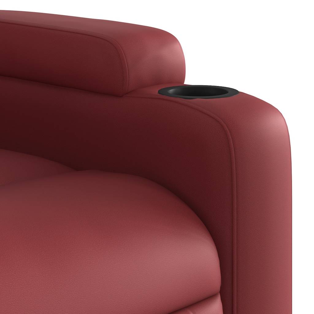Poltrona Alzapersone Massaggi Reclinabile Rosso Vino Similpelle | homemem39