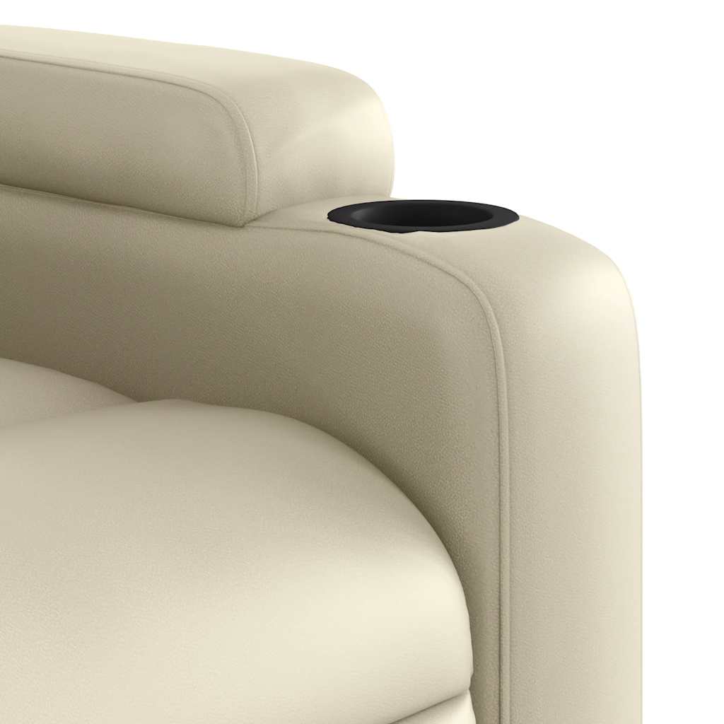 Poltrona Alzapersona Reclinabile Massaggio Crema Similpelle | homemem39