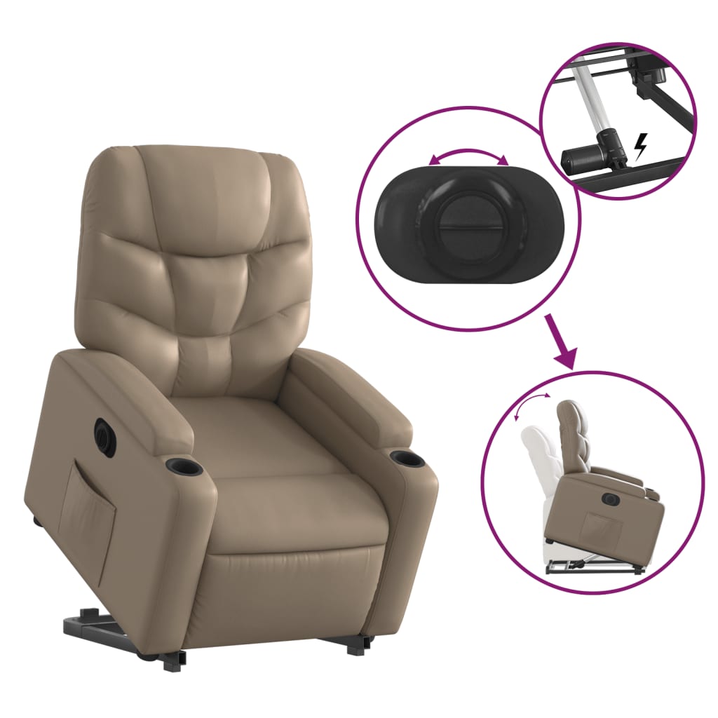 Poltrona Alzapersona Reclinante Elettrica Cappuccino Similpelle | homemem39