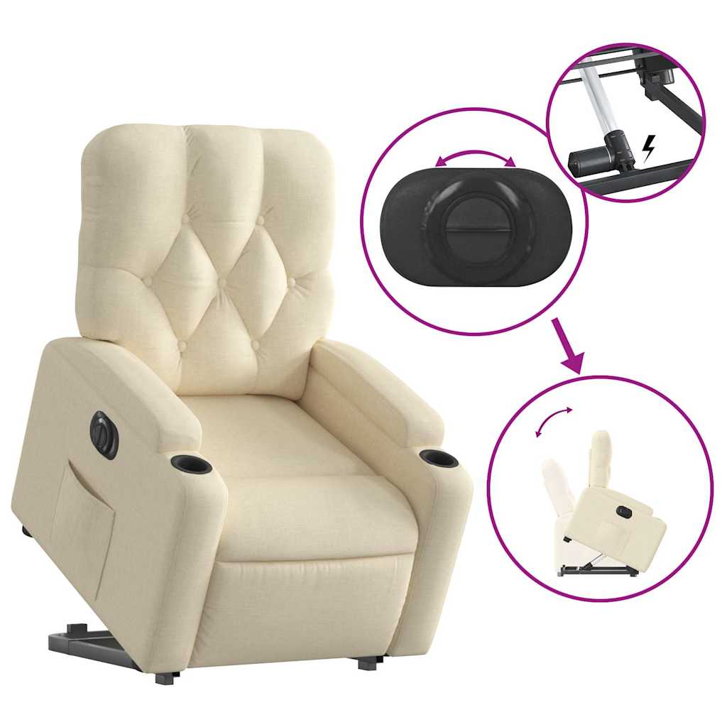 Poltrona Alzapersona Reclinabile Elettrica Crema in Tessuto | homemem39