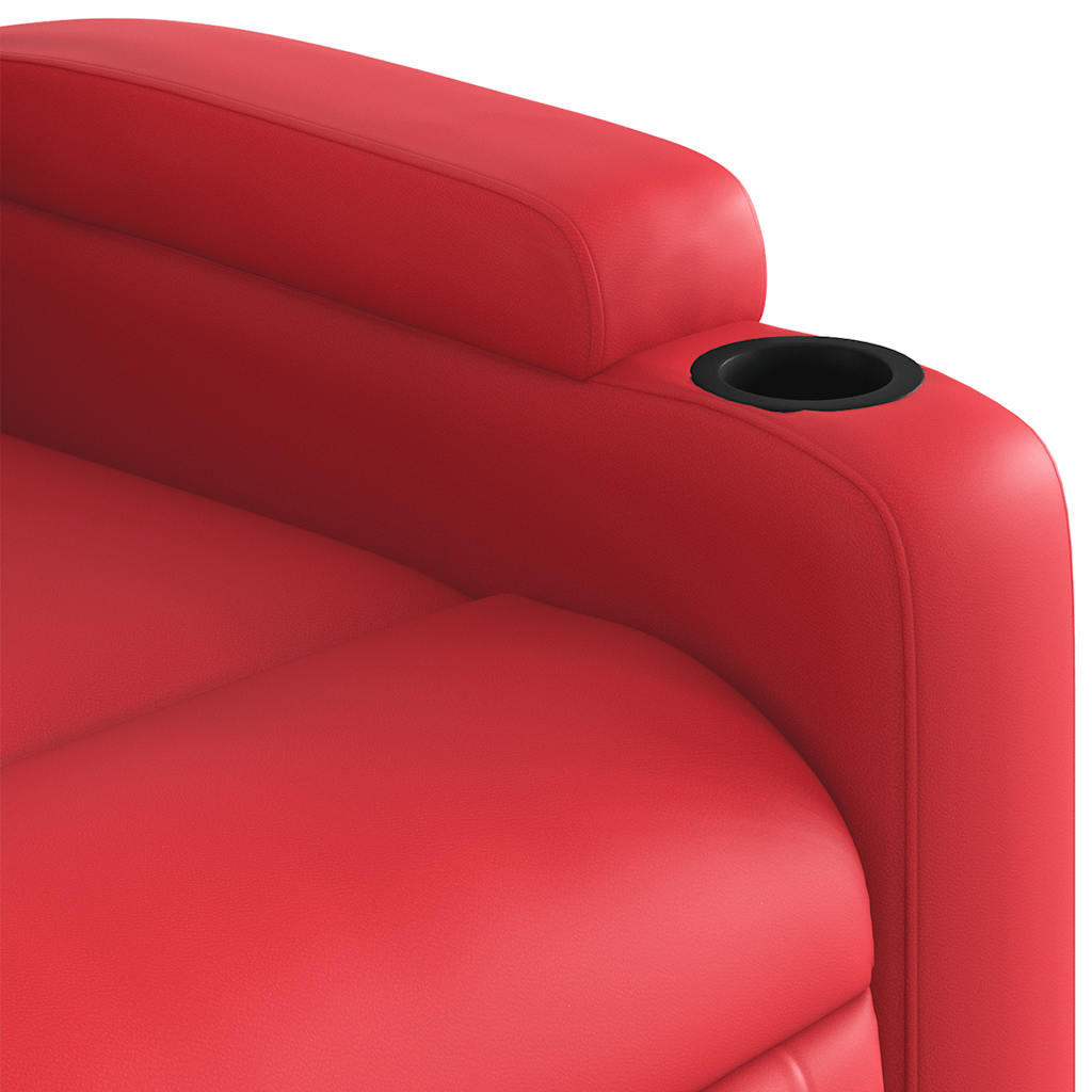 Poltrona Alzapersona Reclinabile Massaggio Rosso in Similpelle | homemem39