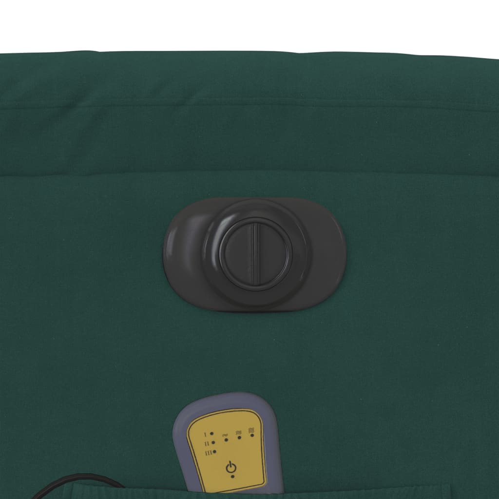 Poltrona Massaggiante Reclinabile Elettrica Verde Scuro Velluto - homemem39