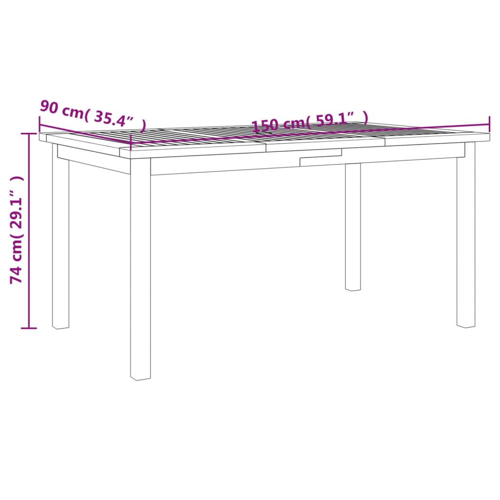 Set da Pranzo per Giardino 5 pz in Legno Massello di Acacia | homemem39