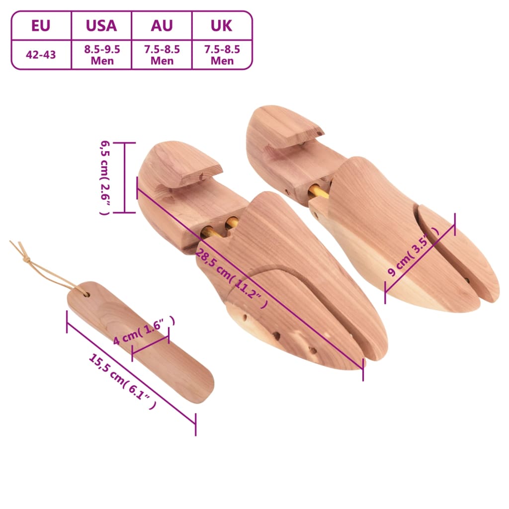 Allarga Scarpe con Calzascarpe EU 42-43 Legno Massello Cedro | homemem39