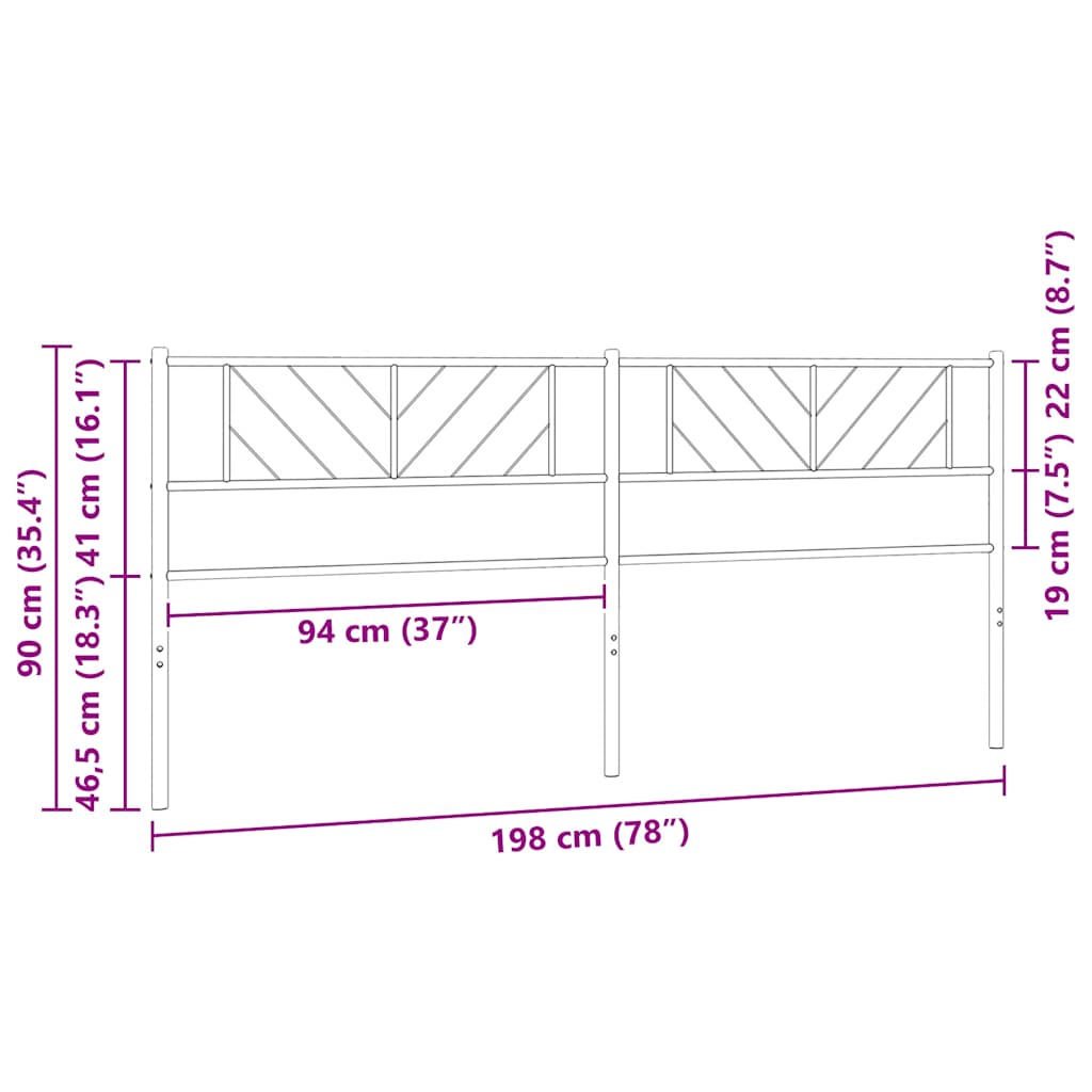 Testiera di Ricambio in Metallo Nero 193 cm | homemem39