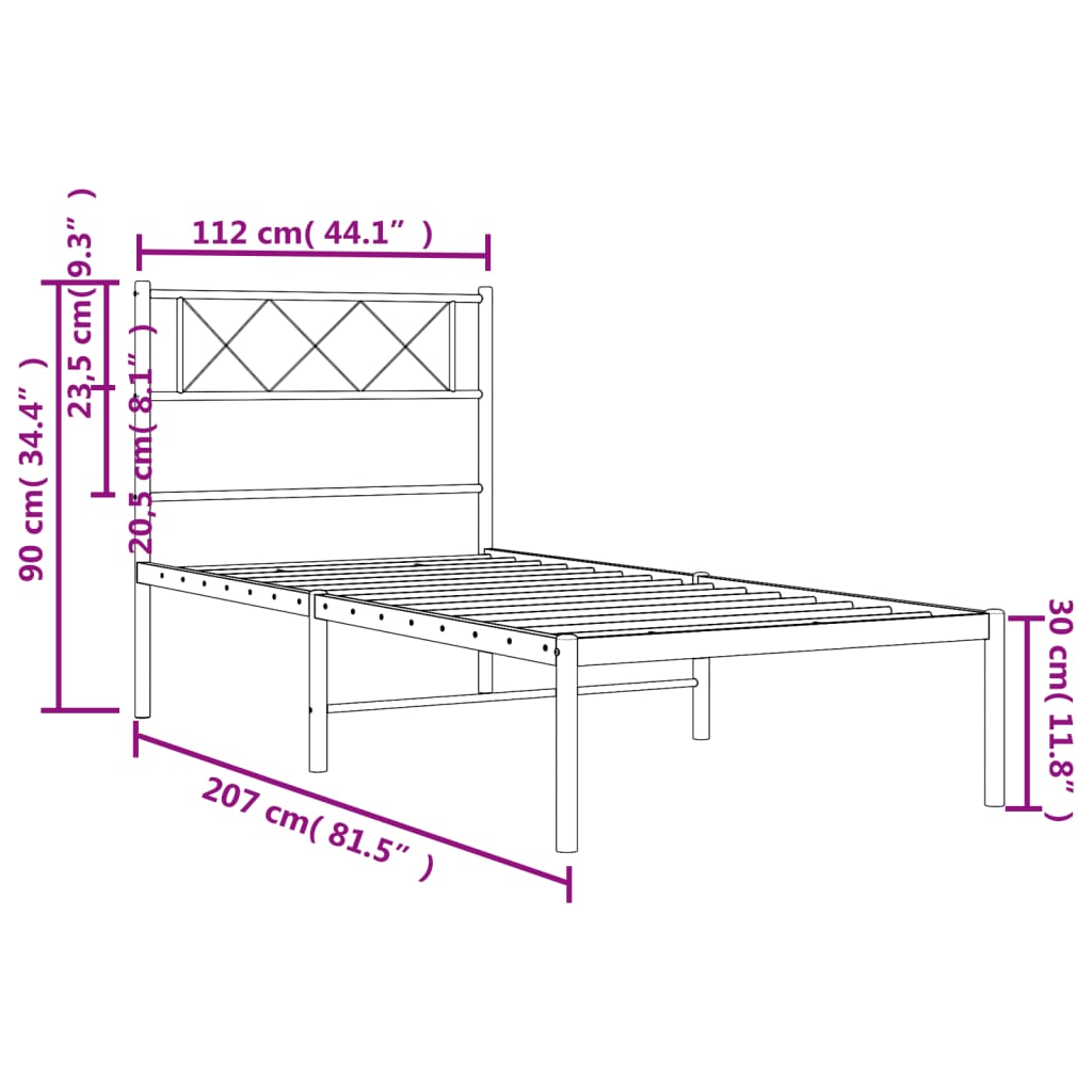 Giroletto con Testiera in Metallo Nero 107x203 cm | homemem39