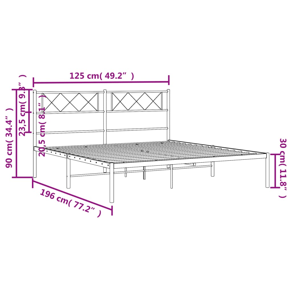Giroletto con Testiera in Metallo Nero 120x190 cm | homemem39