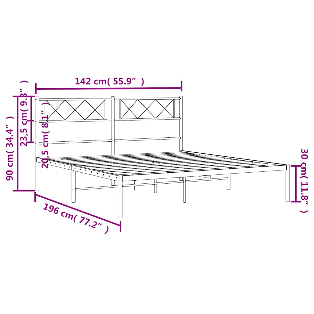 Giroletto con Testiera in Metallo Nero 135x190 cm | homemem39