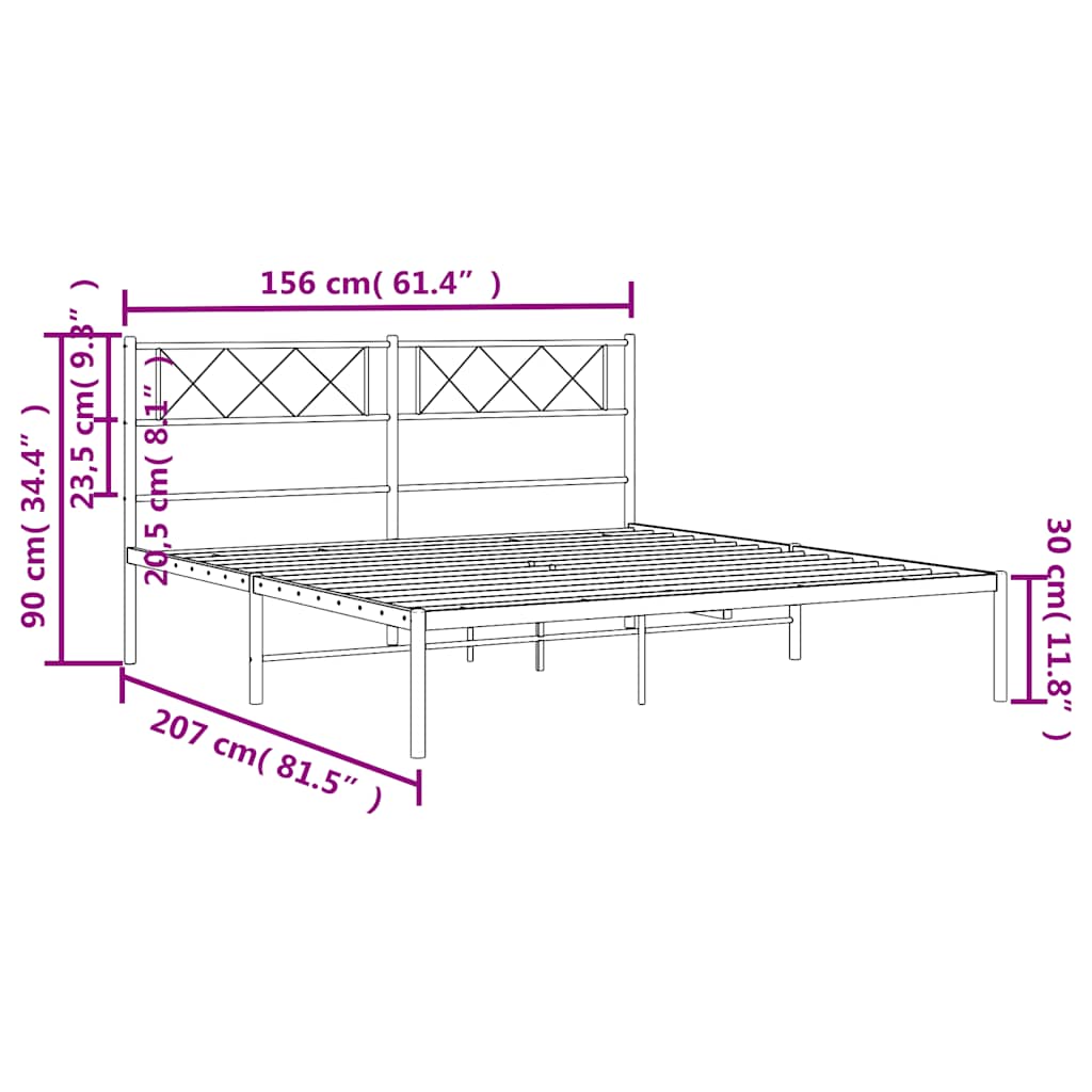 Giroletto con Testiera in Metallo Nero 150x200 cm | homemem39