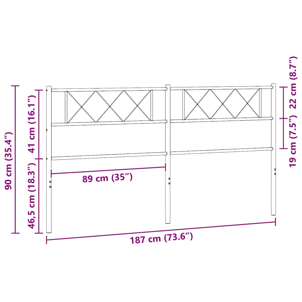 Testiera di Ricambio in Metallo Nero 180 cm | homemem39