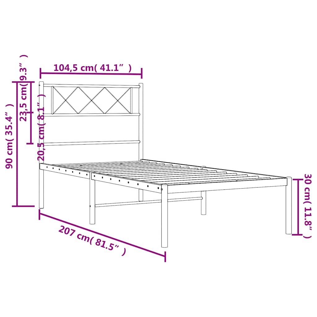 Giroletto con Testiera Metallo Bianco 100x200 cm | homemem39