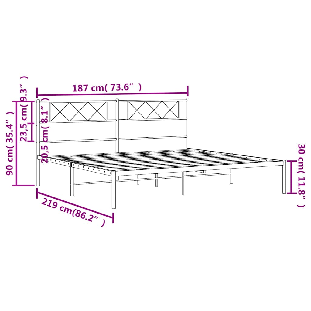 Giroletto con Testiera Metallo Bianco 183x213 cm | homemem39