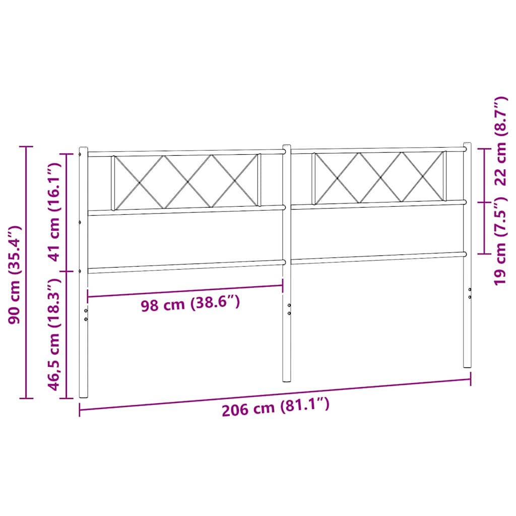 Testiera di Ricambio in Metallo Bianco 200 cm | homemem39