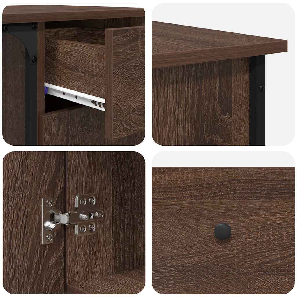 Scrivania Rovere Marrone 141x141x75 cm in Legno Multistrato | homemem39