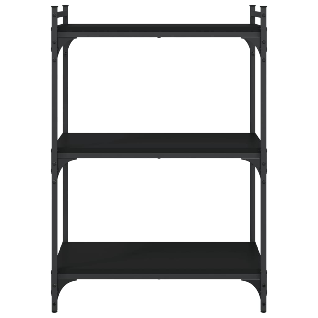 Libreria a 3 Ripiani Nera in legno multistrato
