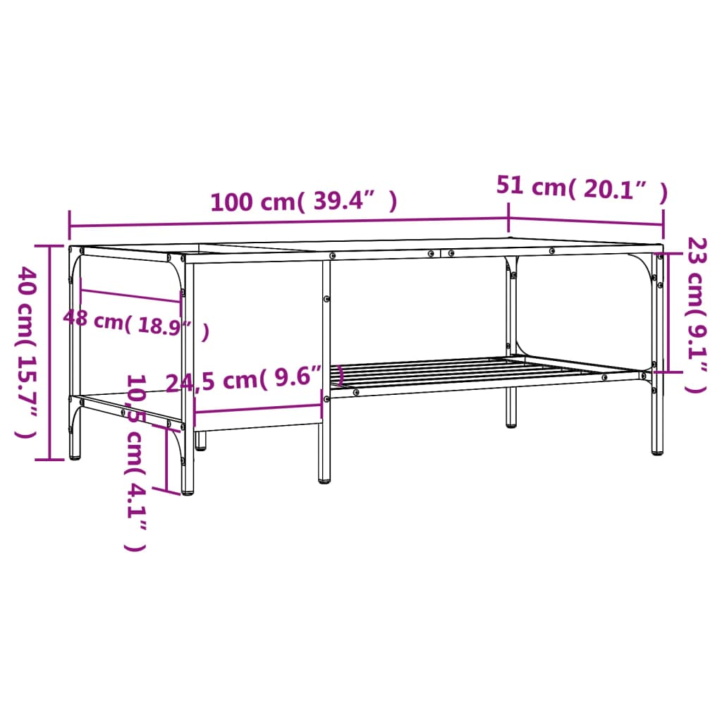 Tavolino Salotto Ripiano Rovere Marrone 100x51x40cm Multistrato | homemem39