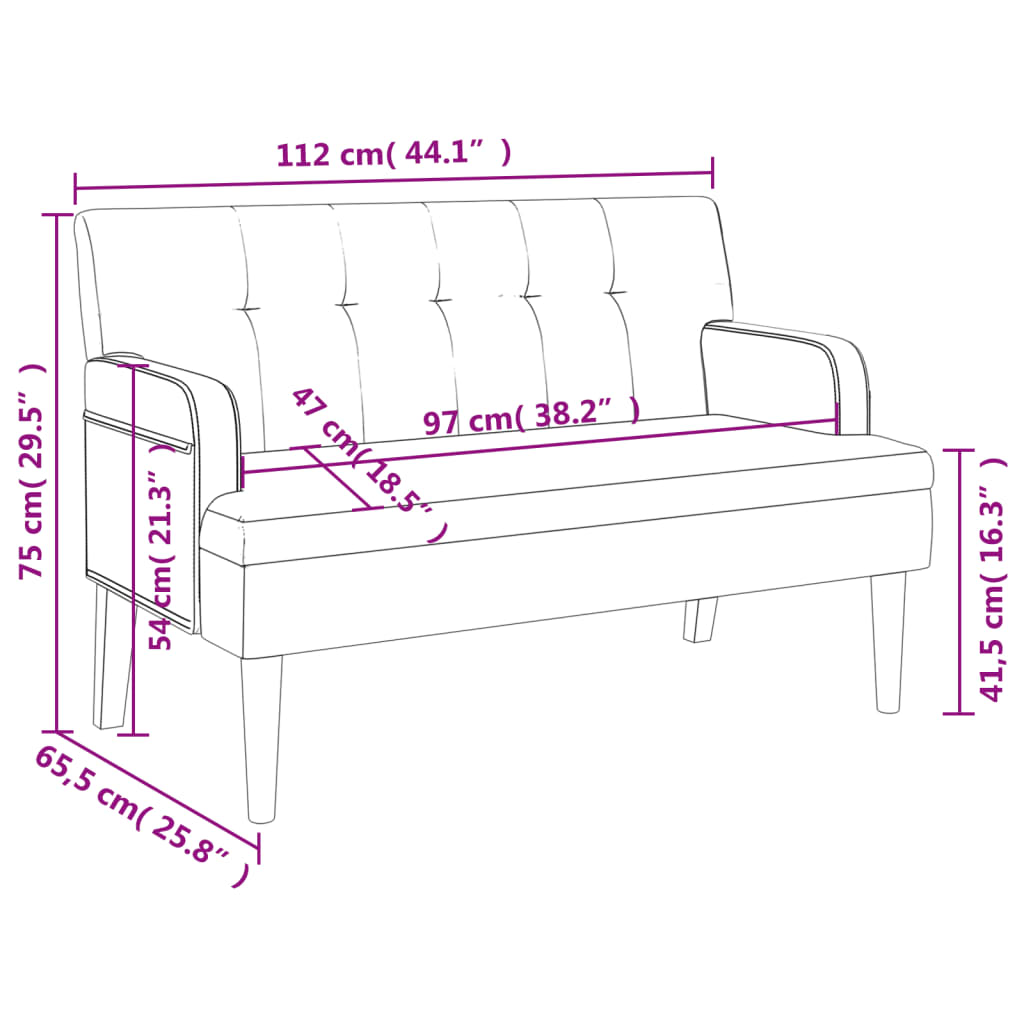 Panca con Schienale Marrone 112x65,5x75 cm in Scamosciato | homemem39