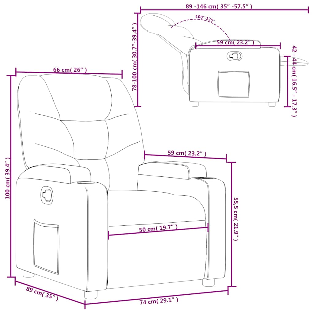 Poltrona Reclinabile Marrone Scuro in Tessuto