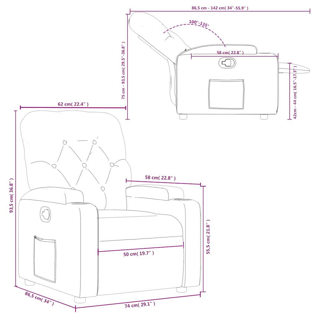 Poltrona Reclinabile Crema in Similpelle | homemem39