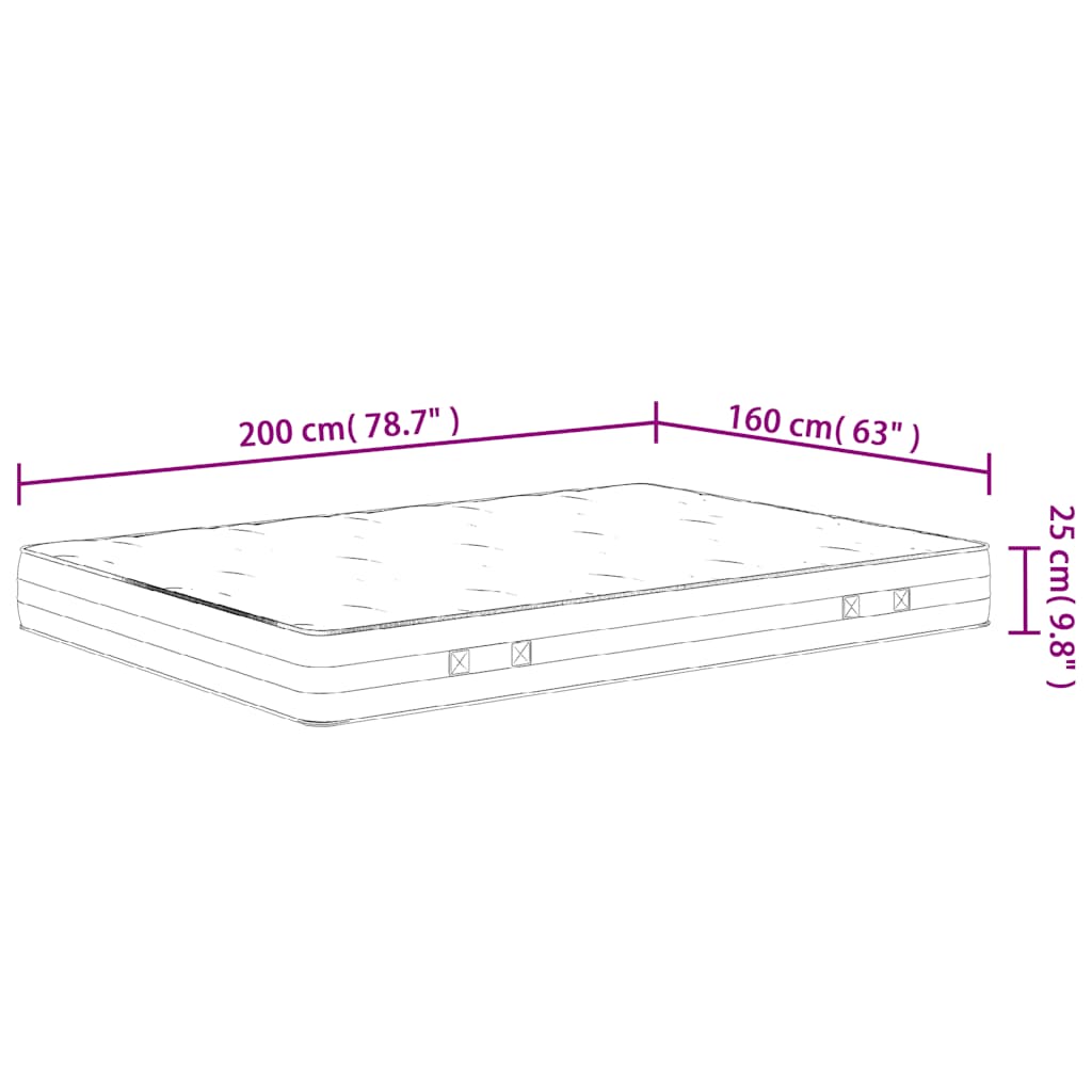 Materasso Molle Insacchettate Medio Rigido 160x200cm Super King