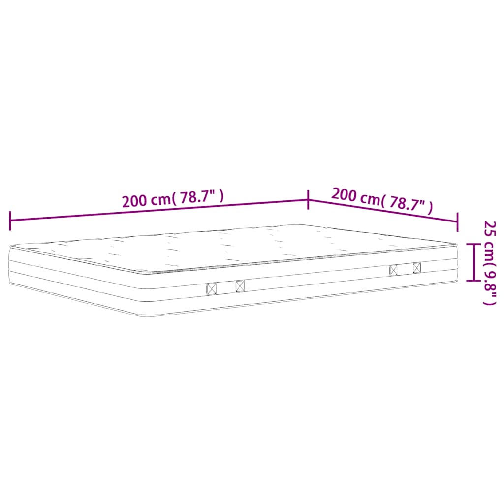 Materasso a Molle Insacchettate Medio Rigido 200x200 cm | homemem39