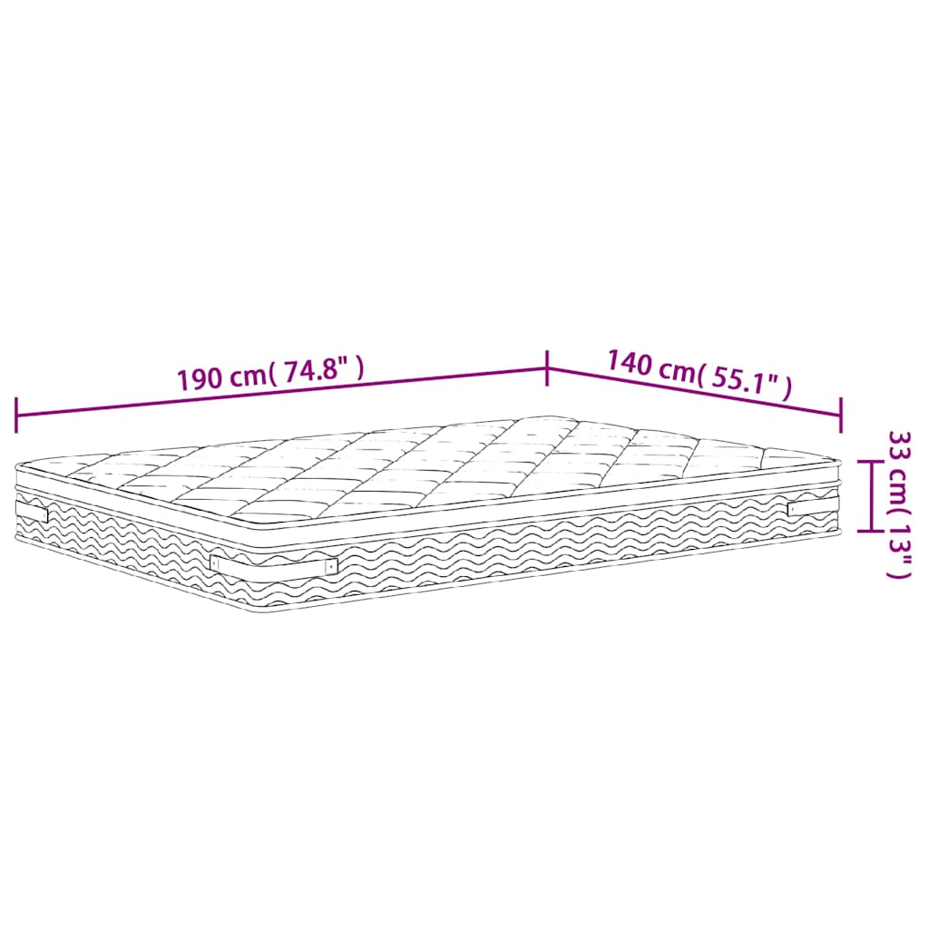 Materasso a Molle Insacchettate Medio Plus 140x190 cm | homemem39