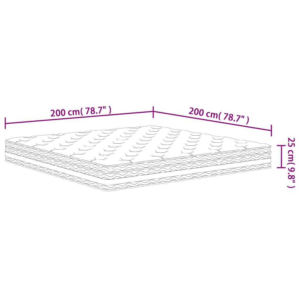 Materasso a Molle Insacchettate Medio 200x200 cm